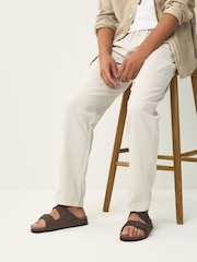 Brown Two Buckle Embossed Sandals - Image 1 of 6