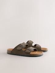 Brown Two Buckle Embossed Sandals - Image 2 of 6