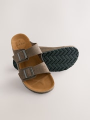 Brown Two Buckle Embossed Sandals - Image 4 of 6