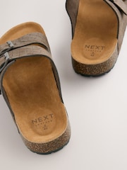 Brown Two Buckle Embossed Sandals - Image 5 of 6