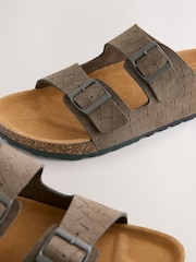 Brown Two Buckle Embossed Sandals - Image 6 of 6