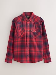Red Western Style Ombre Check Long Sleeve Shirt - Image 1 of 3