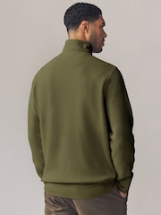 Зеленый - GANT Textured 100% Cotton Half Zip Jumper - Изображение 3 из 4