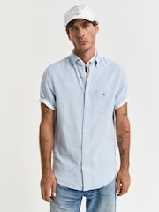 GANT Blue Regular Fit 100% Cotton Linen Shirt - Image 1 of 5