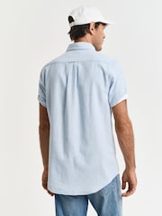 GANT Blue Regular Fit 100% Cotton Linen Shirt - Image 2 of 5