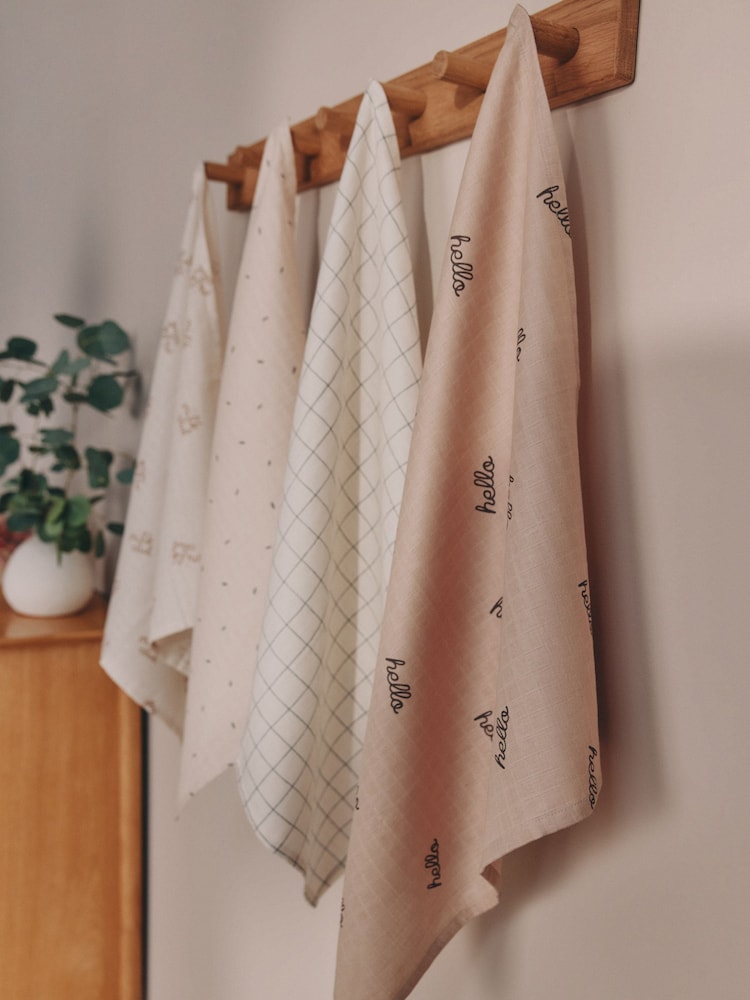 Natural Hello World Baby Muslins Cloths 4 Pack - Image 1 of 6