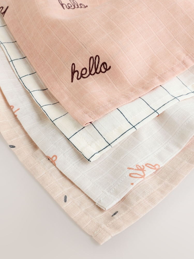 Natural Hello World Baby Muslins Cloths 4 Pack - Image 6 of 6