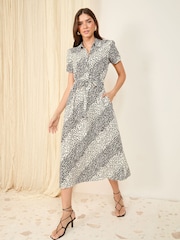 Friends Like These Animal Short Sleeve Shirt Midi Dress - Image 4 of 5