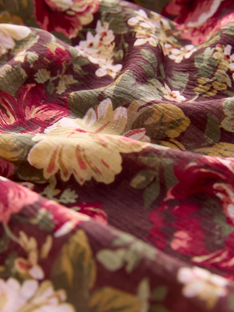 Brown/Pink Vintage Floral Print Square Neck Blouse - Image 7 of 7 Brown/Pink Vintage Floral Print Square Neck Blouse - Image 7 of 7