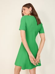 Friends Like These Green Mini Short Sleeve Textured Buckle Dress - Image 4 of 4