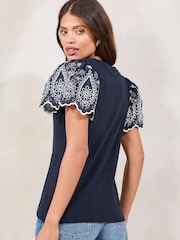Lipsy Embroidered Sleeve T-Shirt - Image 4 of 4