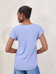 Lipsy Blue Lace Yoke Detail T-Shirt - Image 4 of 4