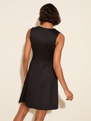 Friends Like These Black Mini Fit Sleeveless V-Neck And Flare Button Detail Dress - Image 4 of 4