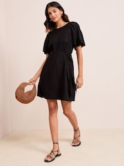Friends Like These Black Puff Sleeve Raglan Mini Dress - Image 2 of 4