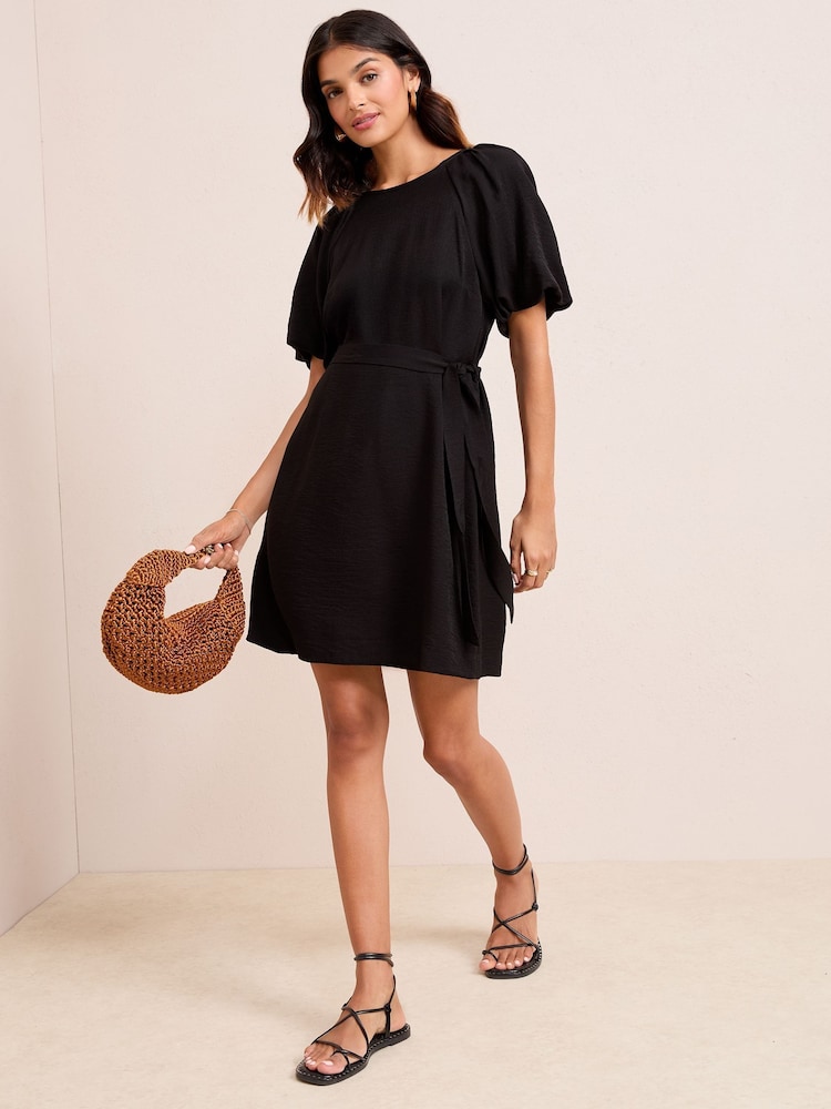 Friends Like These Black Puff Sleeve Raglan Mini Dress - Image 2 of 4