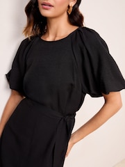Friends Like These Black Puff Sleeve Raglan Mini Dress - Image 3 of 4