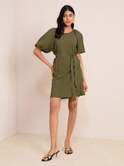 Friends Like These Khaki Green Puff Sleeve Raglan Mini Dress - Image 3 of 4