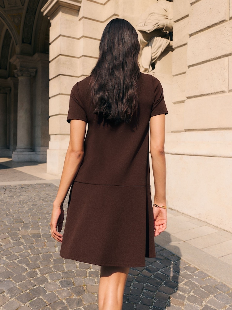 Friends Like These Brown Button Detail Shift Mini Dress - Image 4 of 4