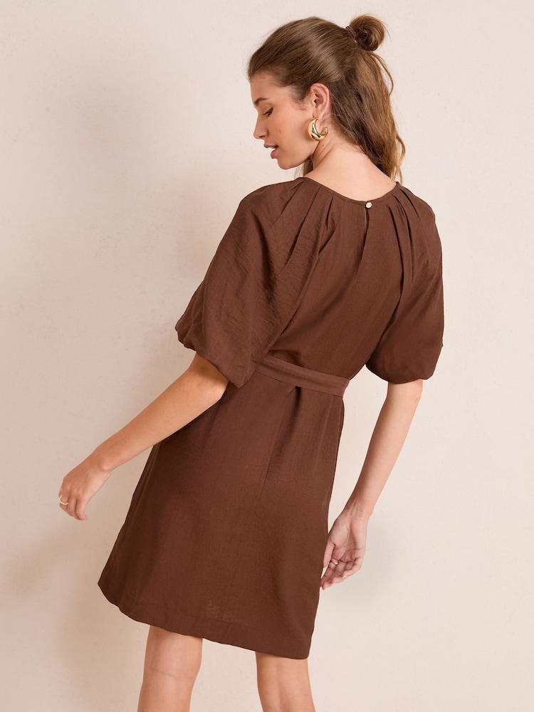 Friends Like These Chocolate Brown Puff Sleeve Raglan Mini Dress - Image 4 of 4