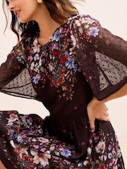 Friends Like These Purple Chiffon Dobby Floral Printed Mini Dress - Image 2 of 4