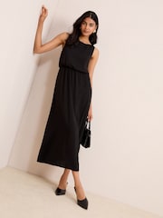 Friends Like These Black Chiffon Sleeveless Blouson Midi Dress - Image 1 of 4