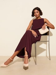 Friends Like These Berry Red Chiffon Sleeveless Blouson Midi Dress - Image 1 of 2