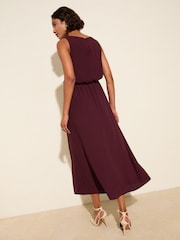 Friends Like These Berry Red Chiffon Sleeveless Blouson Midi Dress - Image 2 of 2