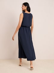 Friends Like These Navy Blue Chiffon Sleeveless Blouson Midi Dress - Image 4 of 4