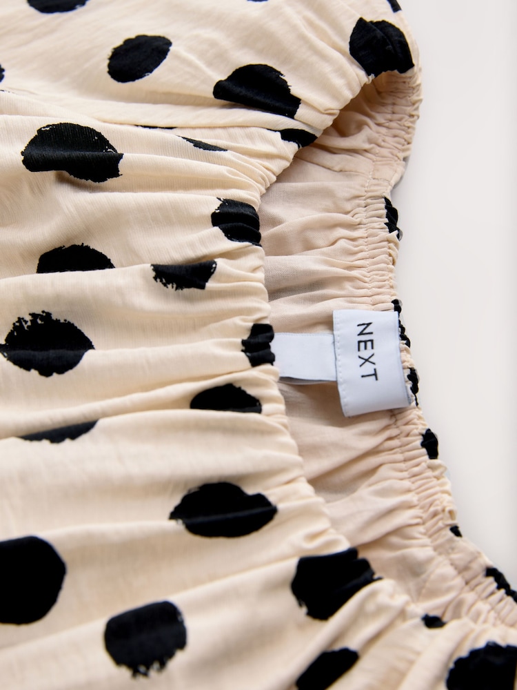 Cream/Black Polka Dot Long Sleeve Bubble Hem Top - Image 2 of 3 Cream/Black Polka Dot Long Sleeve Bubble Hem Top - Image 2 of 3