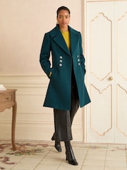 Love & Roses Teal Blue Military Button Coat - Image 1 of 4