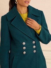 Love & Roses Teal Blue Military Button Coat - Image 2 of 4