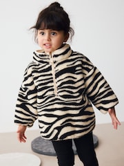 Black/White Zebra Print Half Zip Fleece (3mths-7yrs) - Image 3 of 8