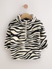 Black/White Zebra Print Half Zip Fleece (3mths-7yrs) - Image 4 of 8