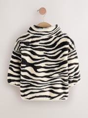 Black/White Zebra Print Half Zip Fleece (3mths-7yrs) - Image 5 of 8