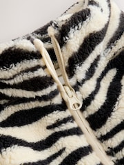 Black/White Zebra Print Half Zip Fleece (3mths-7yrs) - Image 6 of 8