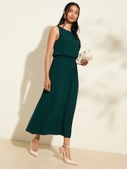 Friends Like These Green Petite Chiffon Sleeveless Blouson Midi Dress - Image 2 of 4