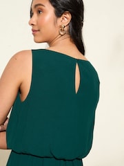 Friends Like These Green Petite Chiffon Sleeveless Blouson Midi Dress - Image 3 of 4