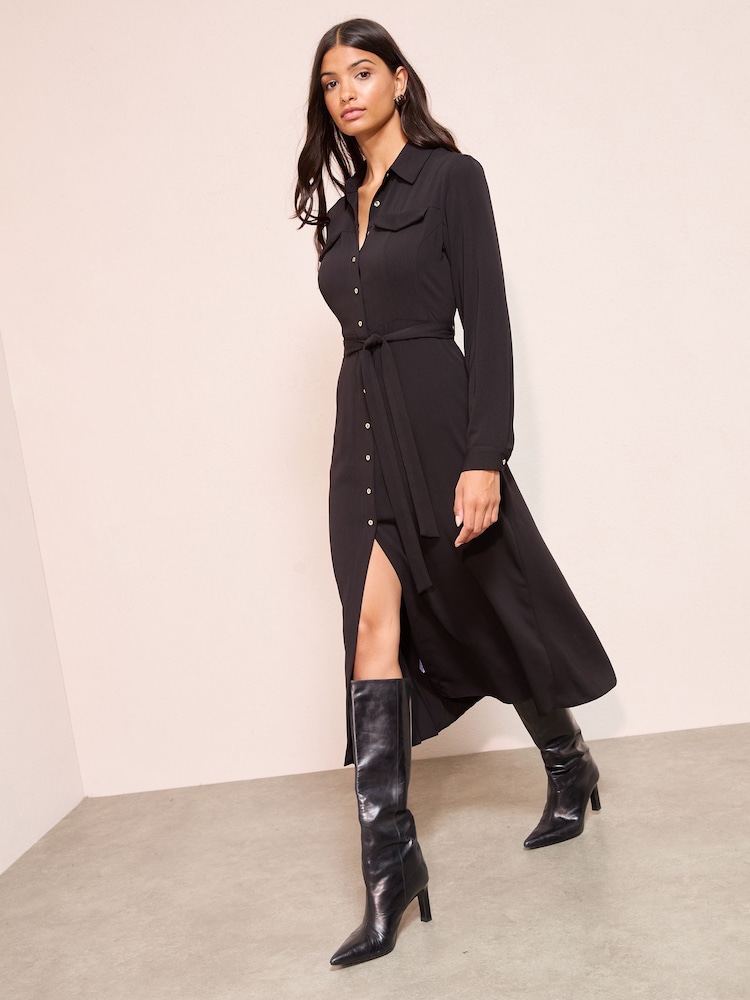 petite oversized shirt dress Urban Threads Petite oversized shirt dress in navy gingham