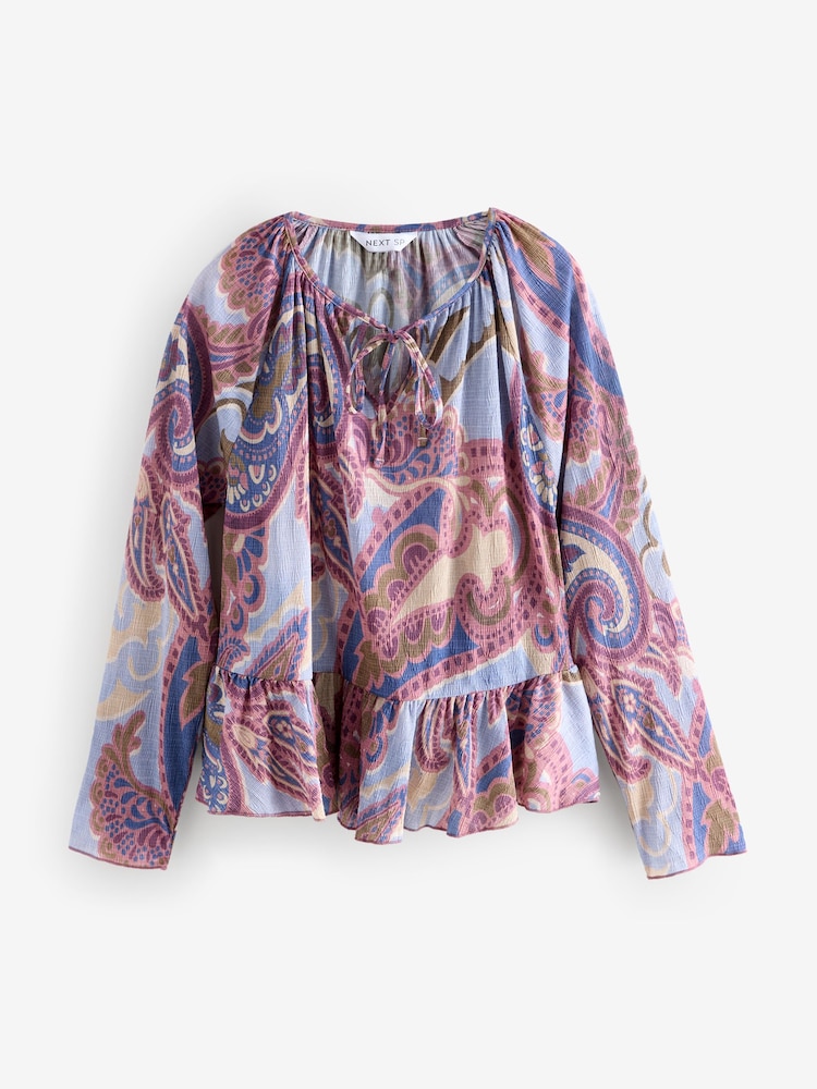 Purple Long Sleeve Side Tie T-Shirt - Image 1 of 1