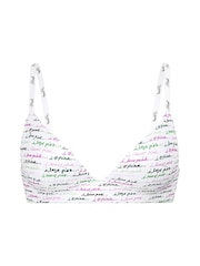 Victoria's Secret PINK White Script Print Non Wired Lightly Lined Bra - Image 1 of 1