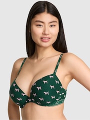 Victoria's Secret PINK Jaguar Green Super Push Up Cotton Logo Bra - Image 1 of 3