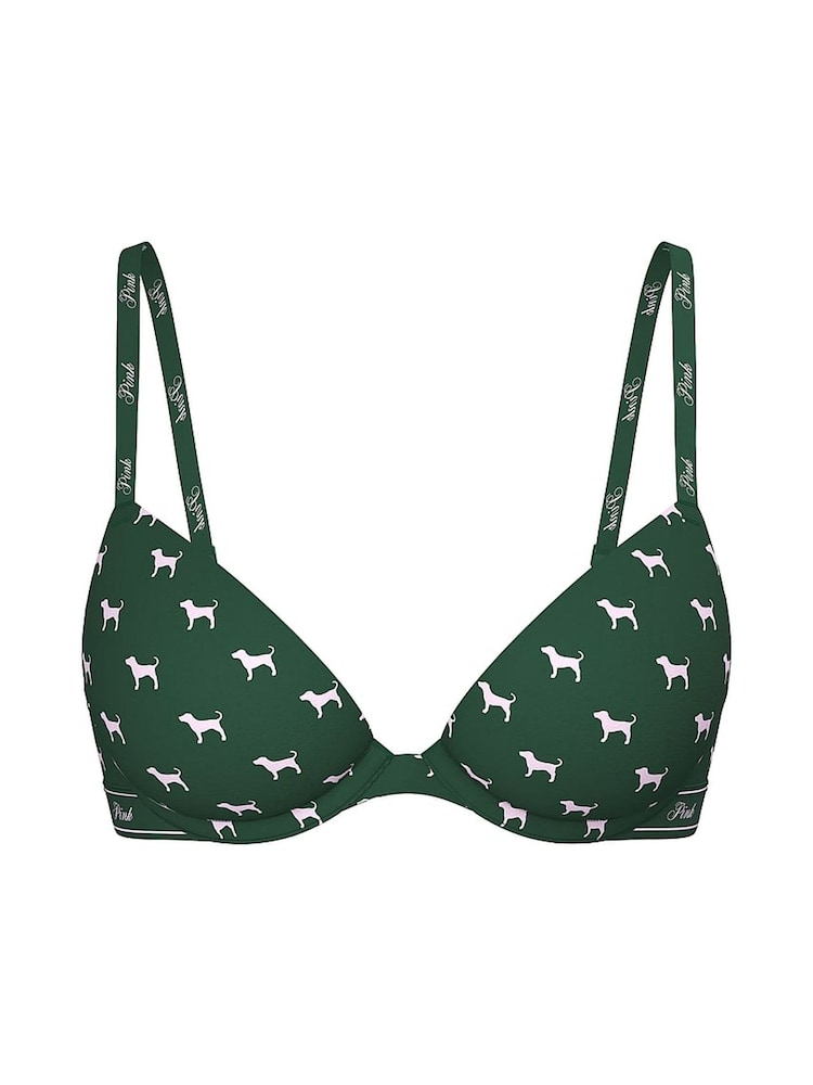 Victoria's Secret PINK Jaguar Green Super Push Up Cotton Logo Bra - Image 3 of 3