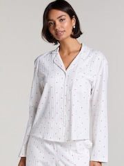 Hunkemoller White Long Sleeve 100% Cotton Pyjama Top - Image 1 of 5