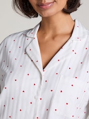 Hunkemoller White Long Sleeve 100% Cotton Pyjama Top - Image 3 of 5