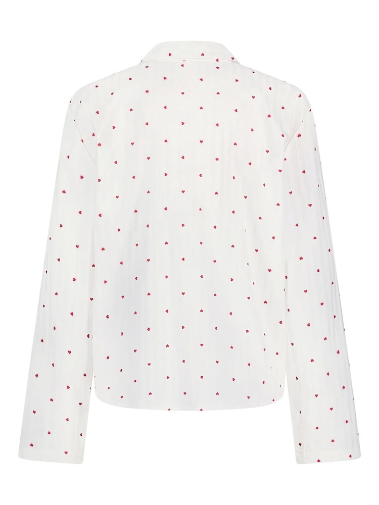 Hunkemoller White Long Sleeve 100% Cotton Pyjama Top - Image 5 of 5