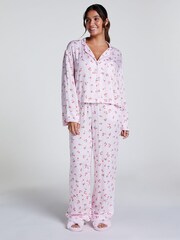 Hunkemoller Pink Satin Long Sleeved Pyjamas Top - Image 1 of 6