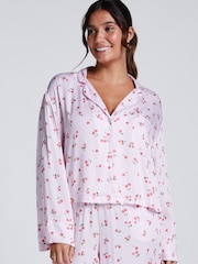 Hunkemoller Pink Satin Long Sleeved Pyjamas Top - Image 3 of 6