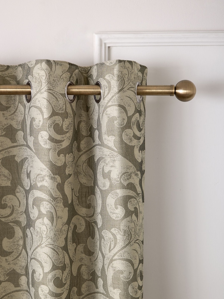 Gold/Champagne Collection Luxe Damask Jacquard Eyelet Lined Curtains - Image 1 of 5 Gold/Champagne Collection Luxe Damask Jacquard Eyelet Lined Curtains - Image 1 of 5