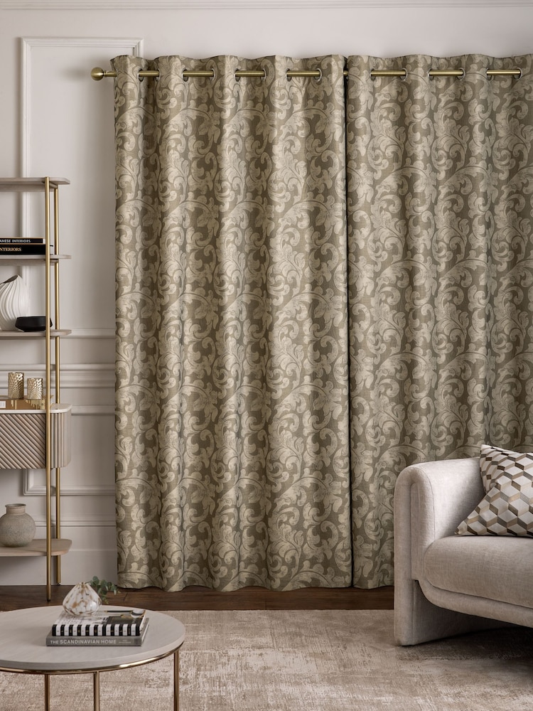 Cortinas revestidas com ilhós Jacquard de damasco da coleção Luxe - Imagem 2 de 5