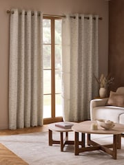 Natural Cosy Jacquard Lined Eyelet Curtains - Image 1 of 5